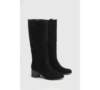 Oasis Women's Carrie Faux Suede Block Heel Boots in Natural Black | Size: 3