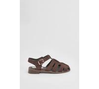Oasis Women's Cassie Faux Suede Closed Toe Fisherman Flat Shoes in Chocolate | Size: 3 Oasis Chocolate 3