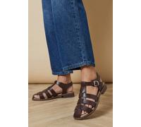 Oasis Women's Cassiopeia Faux Leather Closed Toe Fisherman Flat Shoes in Brown | Size: 5