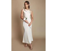 Oasis Women's Champagne Cowl Neck Open Back Midi Bridesmaid Dress | Size: 6