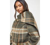 Oasis Women's Check Scarf Longline Jacket Coat in Taupe | Size: 16 Oasis Taupe 16