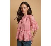 Oasis Women's Chiffon Peplum Blouse in Rose | Size: 12