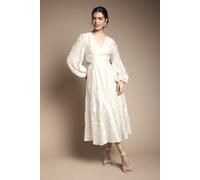 Oasis Women's Chiffon Sequin Embellished Floral Midaxi Dress in Ivory | Size: 12 Oasis Ivory 12