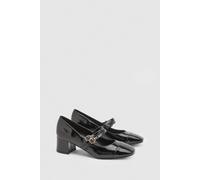 Oasis Women's Clair Faux leather Toe Cap Block Heel Mary Janes in Black | Size: 8