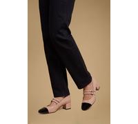 Oasis Women's Clair Faux leather Toe Cap Block Heel Mary Janes in Nude | Size: 4