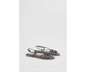 Oasis Women's Clara Faux Leather Strappy Open Toe Flat Sandals in Black | Size: 6 Oasis Black 6