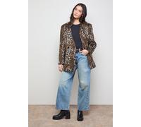 Oasis Women's Collarless Blazer Coat in Animal | Size: 10 Oasis Animal 10