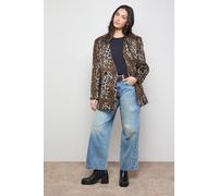Oasis Women's Collarless Blazer Coat in Animal | Size: 14 Oasis Animal 14