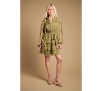 Oasis Women's Contrast Tiered Mini Dress in Olive | Size: 10 Oasis Olive 10