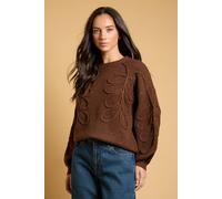 Oasis Women's Cornelli Detail Knitted Jumper in Brown | Size: XS