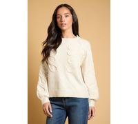 Oasis Women's Cornelli Detail Knitted Jumper in Ivory | Size: Medium
