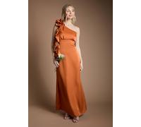 Oasis Women's Corsage One Shoulder Maxi Bridesmaid Dress in Rust | Size: 12