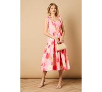 Oasis Women's Corset Detail Bow Tie Strap Midi Dress in Pink | Size: 12 Oasis Pink 12