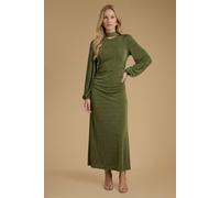 Oasis Women's Cowl Back Premium Jersey Midi Dress in Olive | Size: 16
