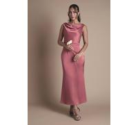 Oasis Women's Cowl Neck Open Back Midi Bridesmaid Dress in Terracotta | Size: 14 Oasis Terracotta 14