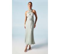 Oasis Women's Cross Front Halterneck Bridesmaid Dress in Sage | Size: 8 Oasis Sage 8