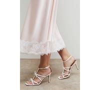 Oasis Women's Dalpha Satin Bow Multi Strappy High Stiletto Heel Sandals in Ivory | Size: 8