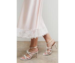 Oasis Women's Dalpha Satin Bow Multi Strappy High Stiletto Heel Sandals in Ivory | Size: 8