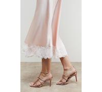 Dalpha Satin Bow Multi Strappy High Stiletto Heel Sandals Oasis Mocha 6