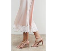 Oasis Women's Dalpha Satin Bow Multi Strappy High Stiletto Heel Sandals in Mocha | Size: 7