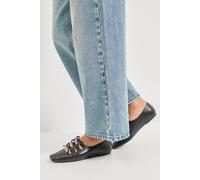 Oasis Women's Darielle Multi Bow Faux Leather Ballet Pumps Flat in Black | Size: 6