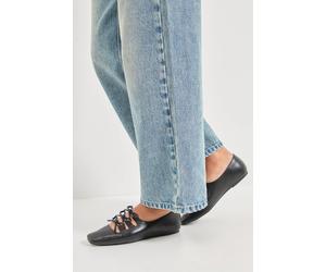 Oasis Women's Darielle Multi Bow Faux Leather Ballet Pumps Flat in Black | Size: 6