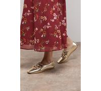 Oasis Women's Darielle Multi Bow Faux Leather Ballet Pumps Flat in Champagne | Size: 3