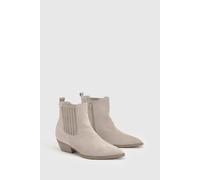 Oasis Women's Debbie Faux Suede Covered Gusset Western Ankle Boots in Beige | Size: 6 Oasis Beige 6