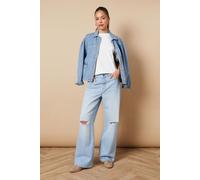 Oasis Women's Denim Straight Leg Jean With Rips in Light Wash | Size: 12 Oasis Light Wash 12