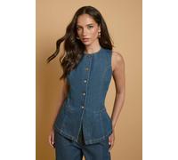 Oasis Women's Denim waistcoat top in Indigo | Size: 12