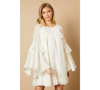 Dobby Chiffon Ruffle Sleeve Mini Dress Oasis Ivory 10