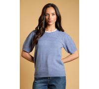 Oasis Women's Double Layer Fine Knit Pointelle Top in Blue | Size: Large