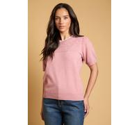 Oasis Women's Double Layer Fine Knit Pointelle Top in Pink | Size: Small