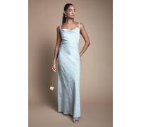 Oasis Women's Double Strap Cowl Neck Satin Jacquard Bridesmaid Dress in Light Blue | Size: 14