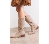 Oasis Women's Elaina Faux Leather Western Cowboy Calf Boots in Taupe | Size: 4 Oasis Taupe 4