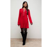 Oasis Women's Embellished Bow Knitted Dress in Red | Size: Small Oasis Red S