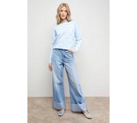 Oasis Women's Embellished Crew Neck Jumper in Sky Blue | Size: Large Oasis Sky Blue L