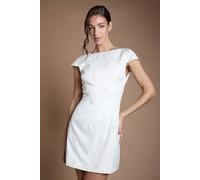 Oasis Women's Embellished Drape Bow Wedding Mini Dress in Ivory | Size: 12 Oasis Ivory 12