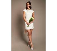Oasis Women's Embellished Drape Bow Wedding Mini Dress in Ivory | Size: 6