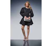 Oasis Women's Embellished Trim Jacquard Mini Dress in Navy | Size: 12 Oasis Navy 12