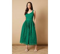 Oasis Women's Embroidered Broderie Midi Dress in Bright Green | Size: 10