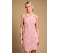 Oasis Women's Embroidered Floral Halterneck Mini Dress in Pink | Size: 14 Oasis Pink 14