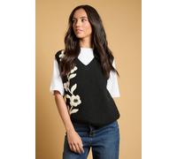 Oasis Women's Embroidered Floral V Neck Vest Top in Black | Size: Medium