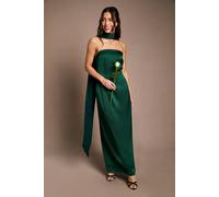 Oasis Women's Emerald Bandeau Satin Bridesmaid Maxi Dress With Scarf | Size: 10