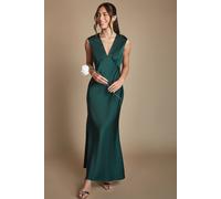 Oasis Women's Emerald Satin Open Back Detail Maxi Bridesmaid Dress | Size: 12 Oasis Emerald 12