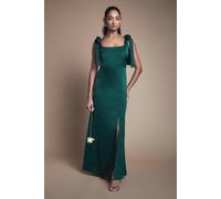 Oasis Women's Emerald Satin Tie Shoulder Midi Bridesmaid Dress | Size: 12