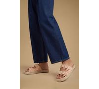Oasis Women's Eva Embroidered Espadrille Buckle Detail Flat Sandals in Pink | Size: 4