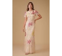 Oasis Women's Fan Floral Embellished Angel Sleeve Maxi Dress | Size: 10 Oasis Multicolor 10