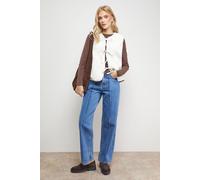 Oasis Women's Faux Fur Gilet With Pu Binding in Ivory | Size: 12 Oasis Ivory 12