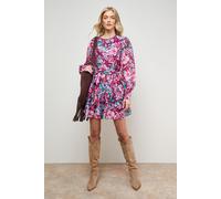 Oasis Women's Flippy Hem Belted Mini Dress in Floral | Size: 12 Oasis Floral 12